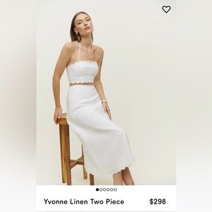 NWT Reformation Yvonne Linen White Two Piece size XS